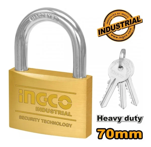 Candado Seguridad Bronce 70mm 3 Llaves Ingco Dbpl0702