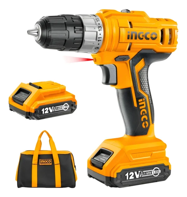 Ingco Cdli1222 12v Taladro Atornillador 2 Baterías 1,5ah Y Cargador
