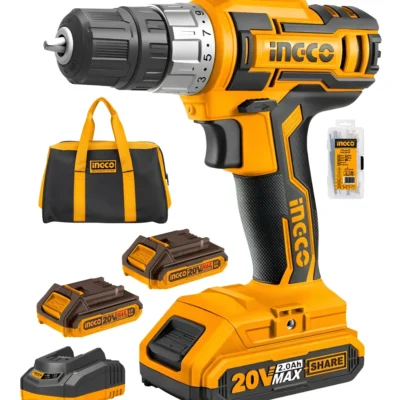 Taladro Atornillador Inalámbrico Ingco Cdli2002 Industrial 20v 10mm + 2 Baterías 2ah + Cargador