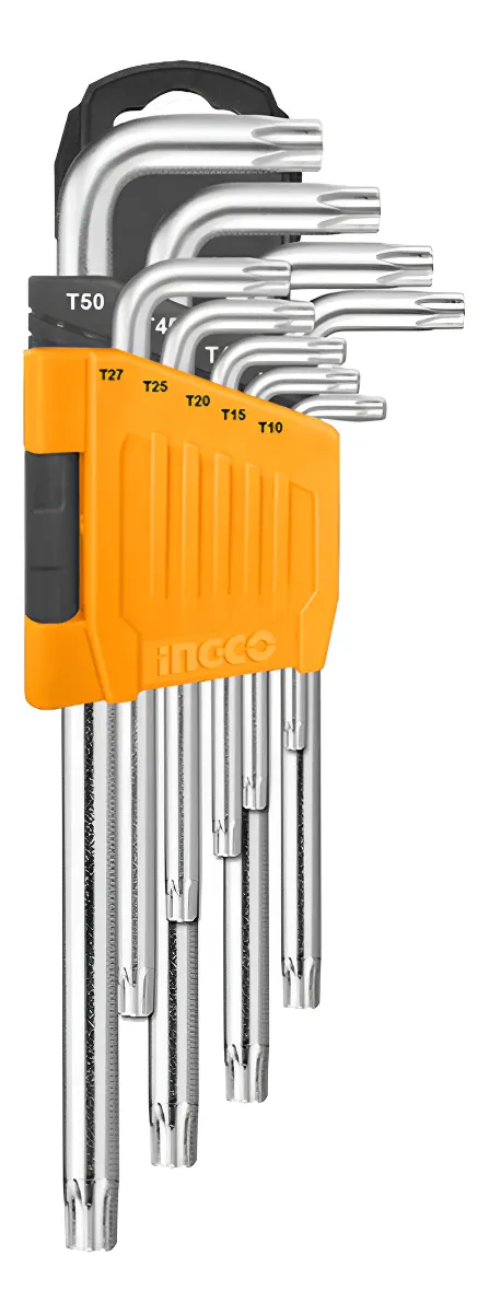 Juego Llaves Allen Estrella Torx 9 Piezas Ingco Hhk13092 Color Plateado