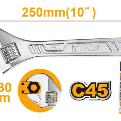Llave Francesa Ajustable Ingco 10  Apertura 30mm