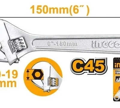 Llave Francesa Ajustable Ingco 6  Apertura 20mm