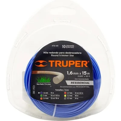 Nylon Para Orilladora 1,65 Mm X 15 Mts Blister Truper Hta-65